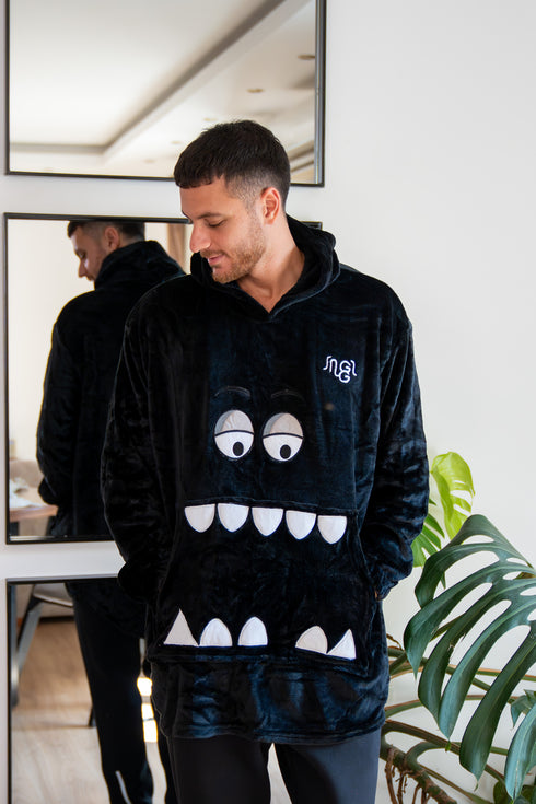 Snuggs Blanket Hoodie Black Monster